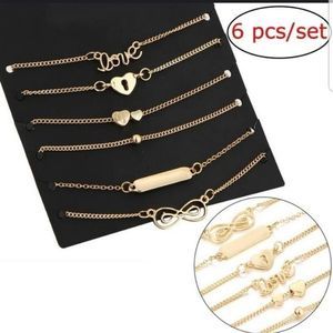 6 PCS Fashion Heart Love Anklet